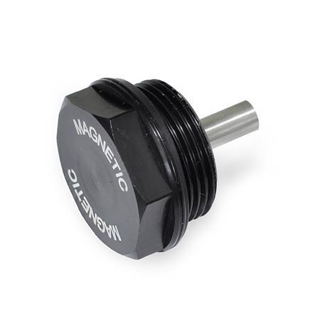 Otto Ganter Magnetic Plug Aluminum Resistant up to 180 ° C Black Anodized, GN 738.1